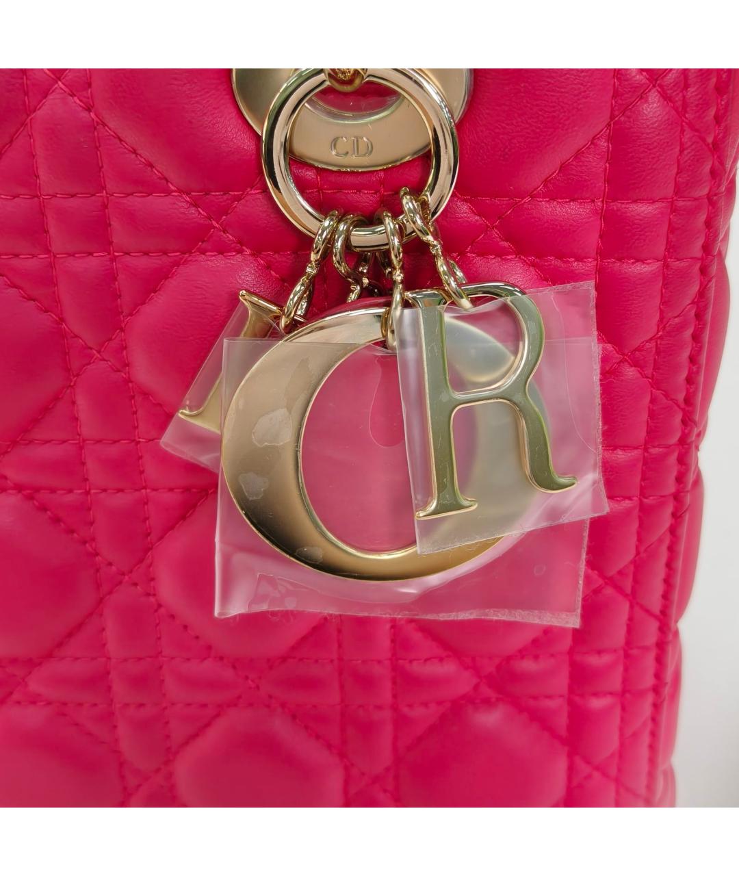 CHRISTIAN DIOR Фуксия кожаная сумка с короткими ручками, фото 7