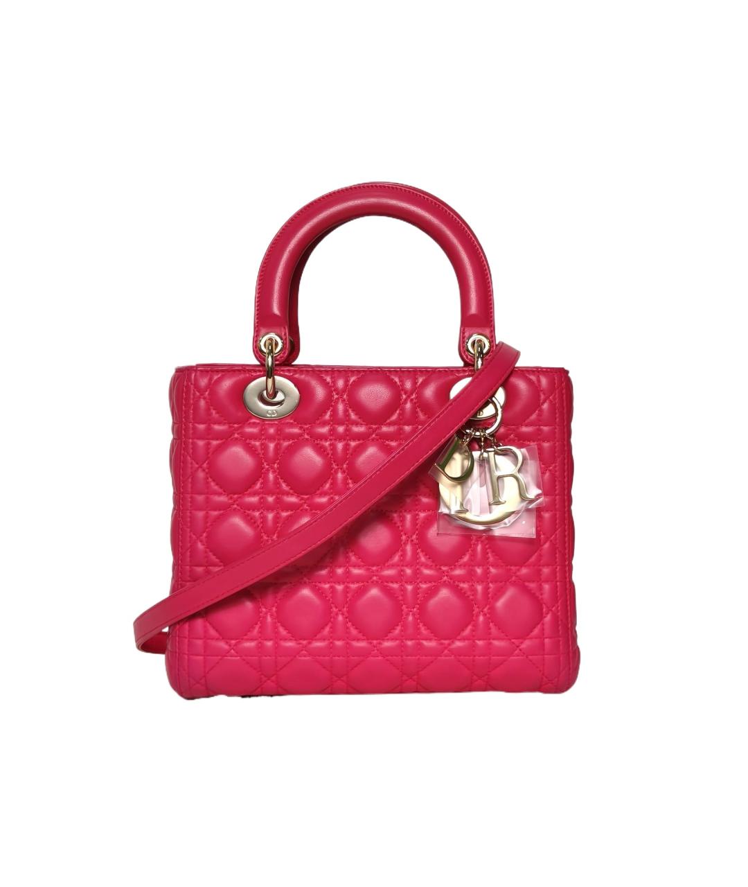 CHRISTIAN DIOR Фуксия кожаная сумка с короткими ручками, фото 10