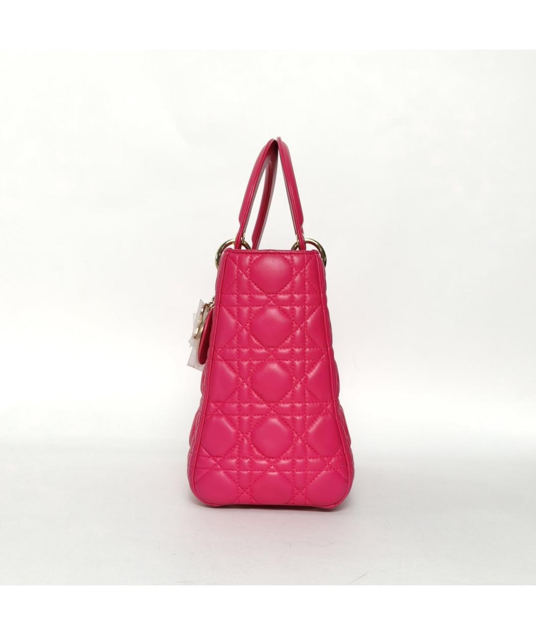 CHRISTIAN DIOR Фуксия кожаная сумка с короткими ручками, фото 5