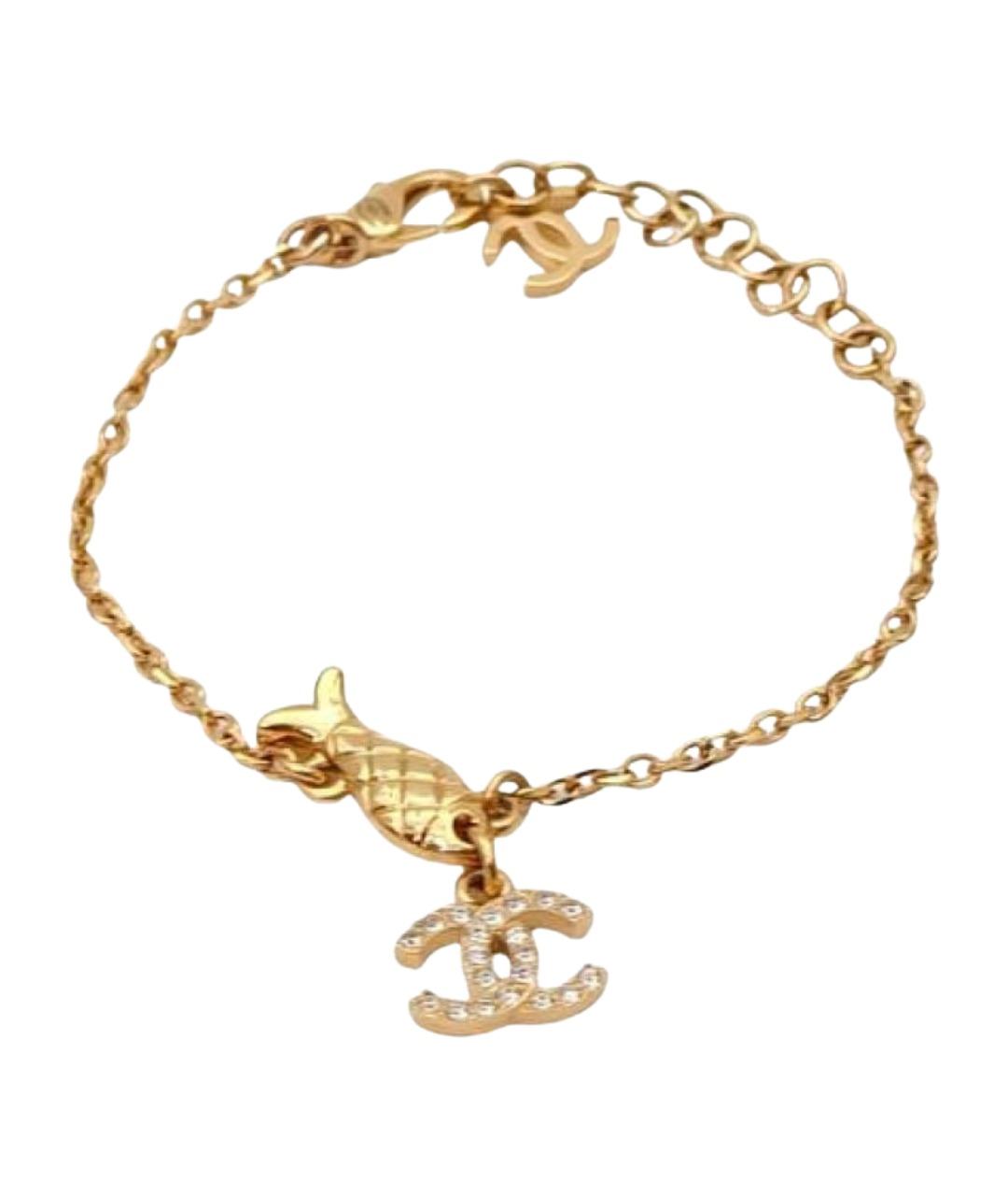 CHANEL Золотой металлический браслет, фото 1