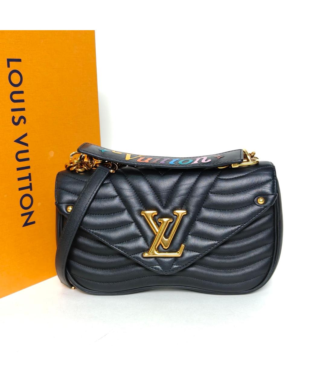 LOUIS VUITTON Черная кожаная сумка через плечо, фото 9