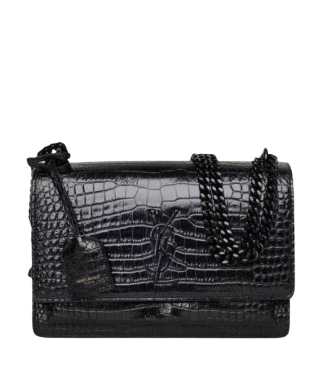 SAINT LAURENT Черная сумка через плечо из экзотической кожи, фото 1