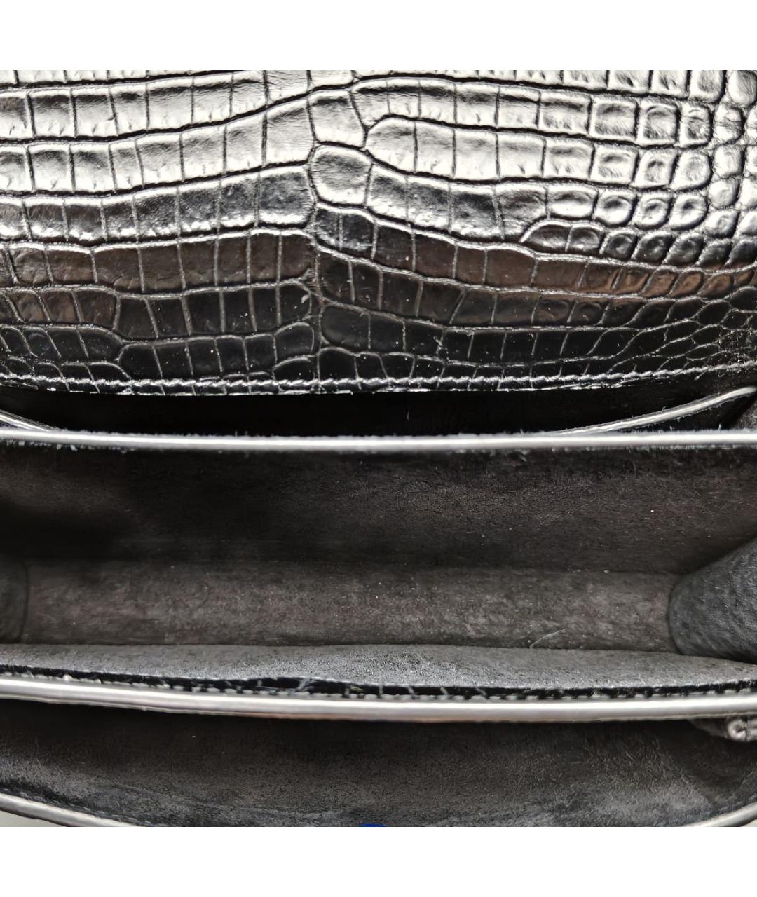 SAINT LAURENT Черная сумка через плечо из экзотической кожи, фото 8