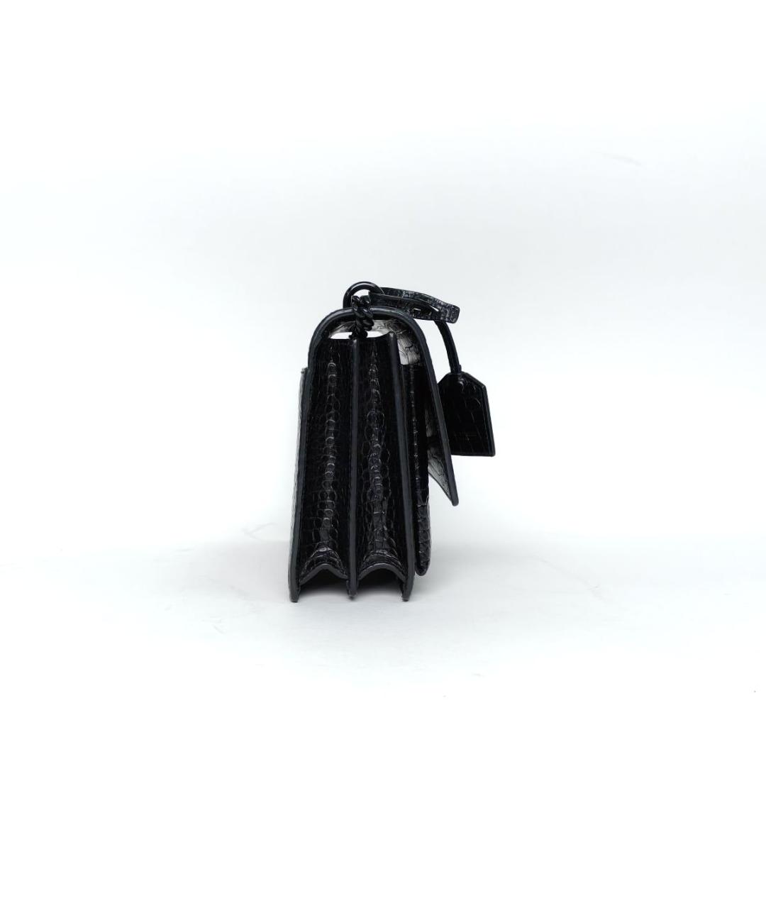 SAINT LAURENT Черная сумка через плечо из экзотической кожи, фото 5