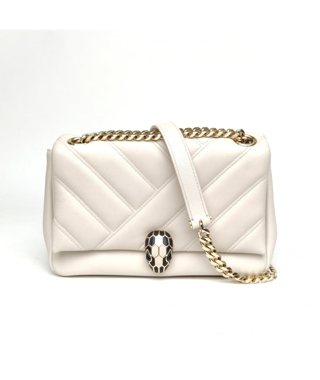 BVLGARI Белая кожаная сумка через плечо, фото 2