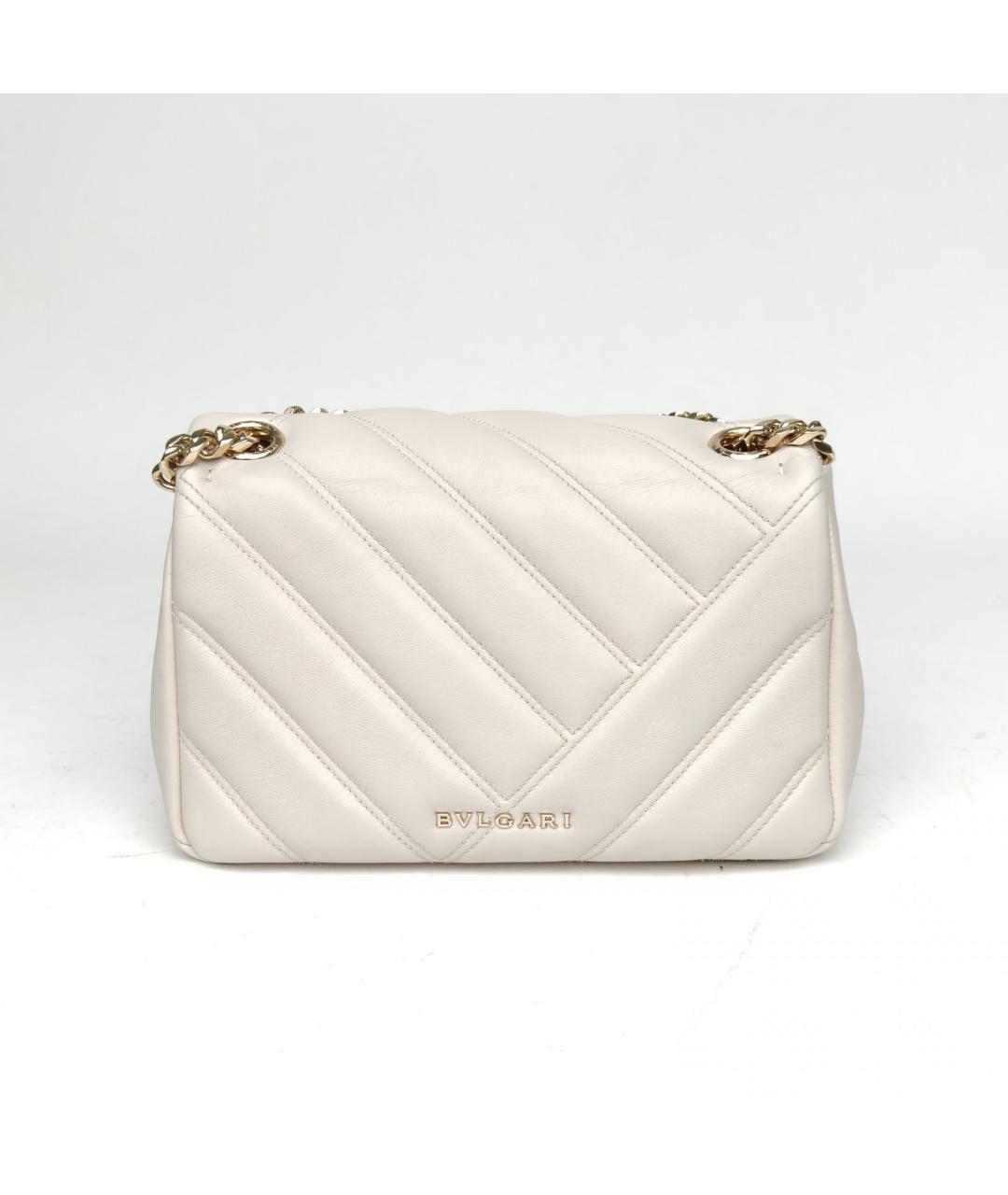 BVLGARI Белая кожаная сумка через плечо, фото 4