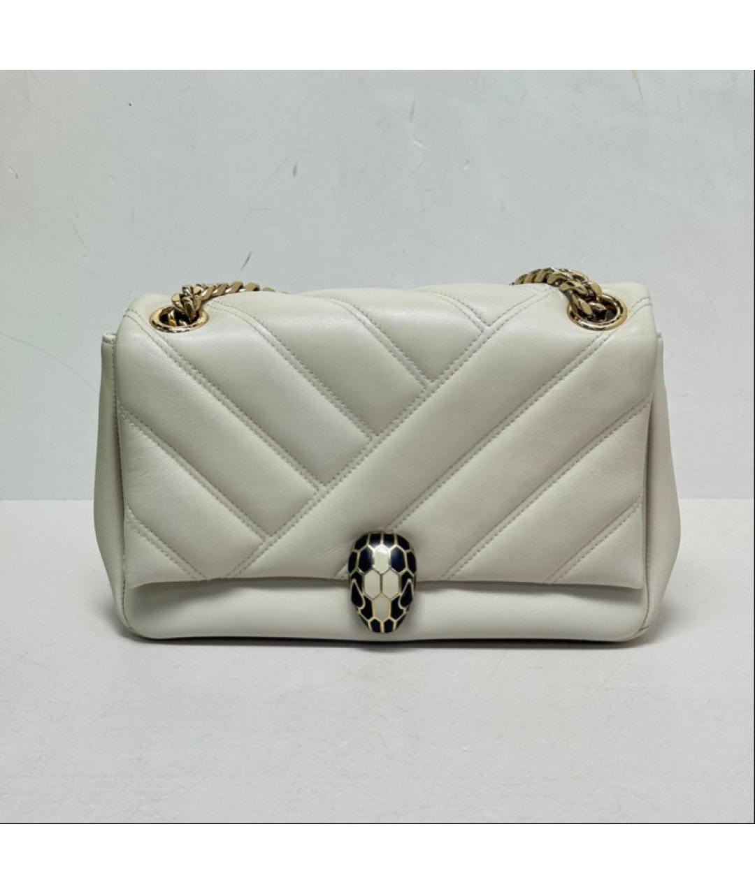 BVLGARI Белая кожаная сумка через плечо, фото 9