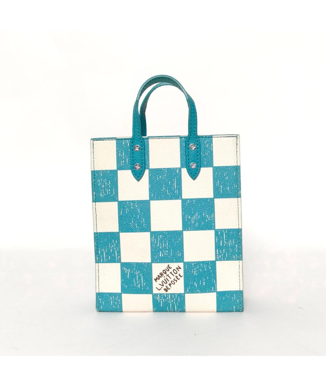 LOUIS VUITTON Голубая кожаная сумка с короткими ручками, фото 4