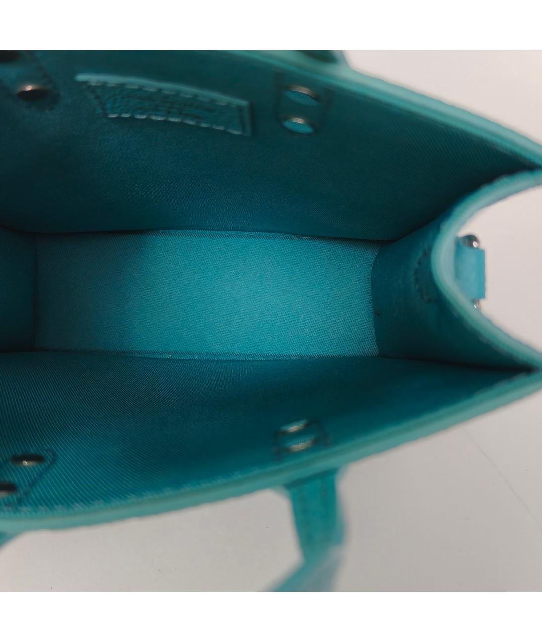 LOUIS VUITTON Голубая кожаная сумка с короткими ручками, фото 7