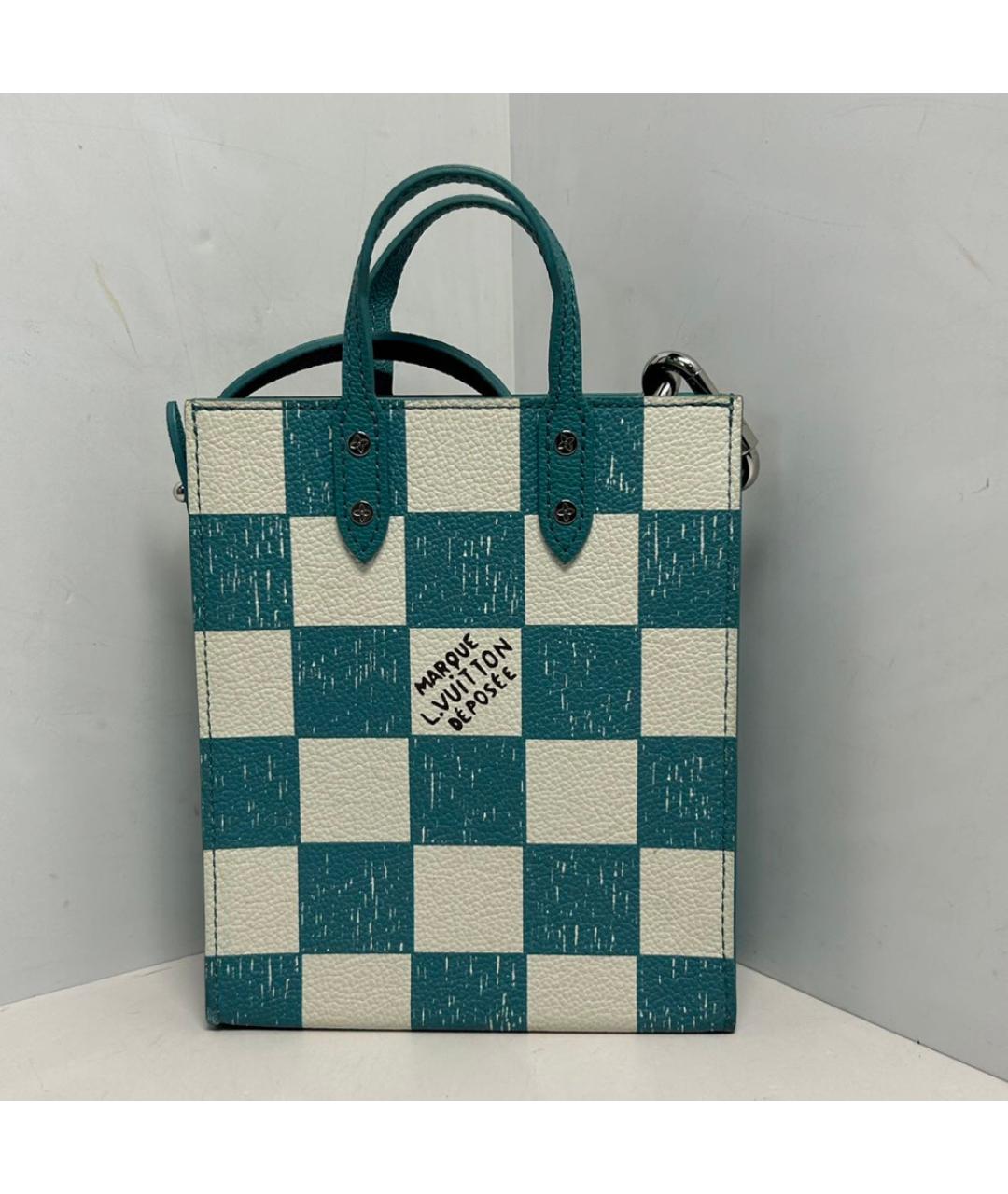 LOUIS VUITTON Голубая кожаная сумка с короткими ручками, фото 9