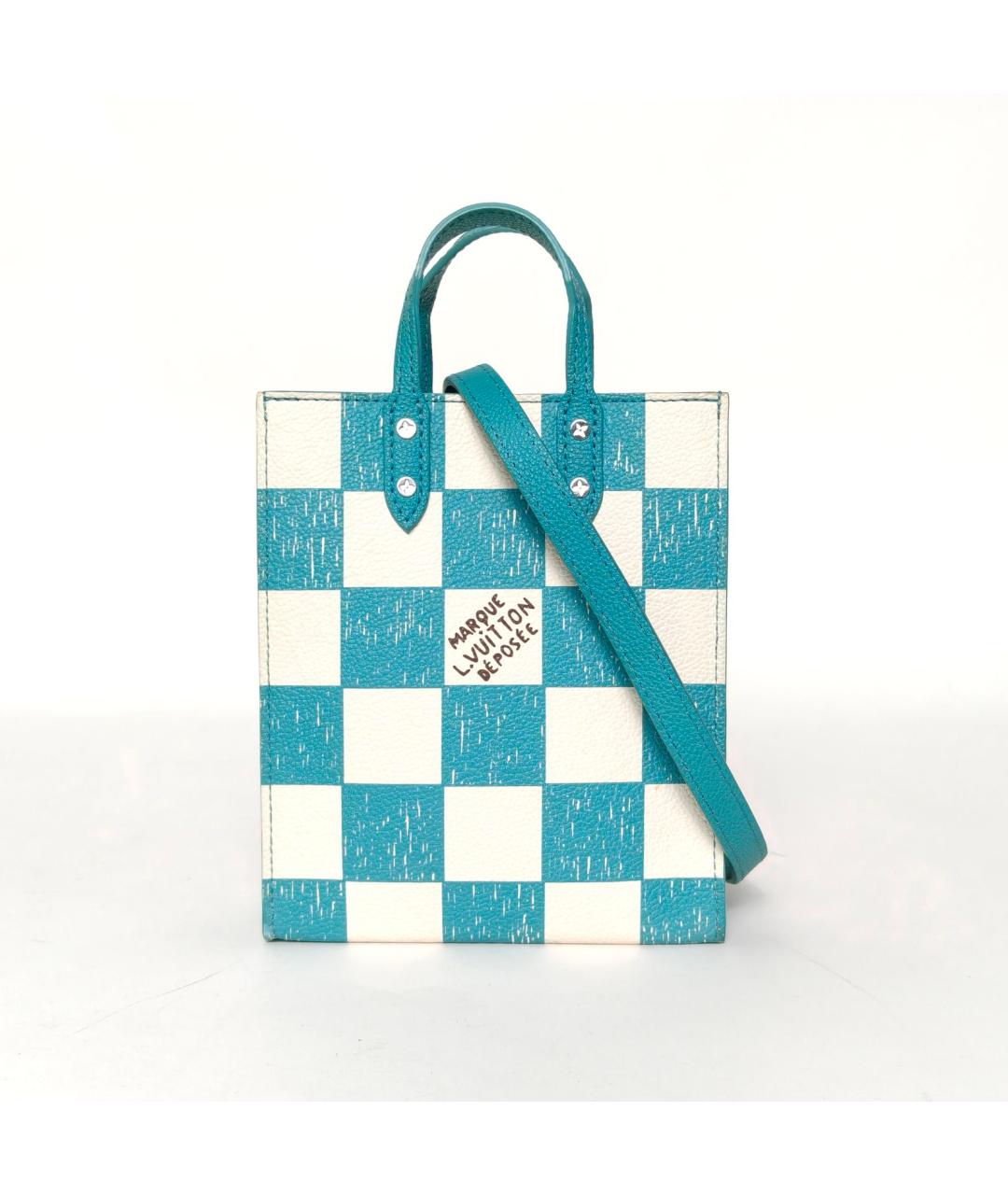 LOUIS VUITTON Голубая кожаная сумка с короткими ручками, фото 2