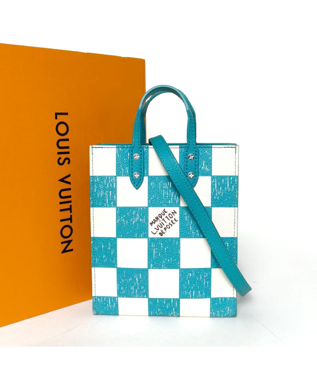 LOUIS VUITTON Голубая кожаная сумка с короткими ручками, фото 8