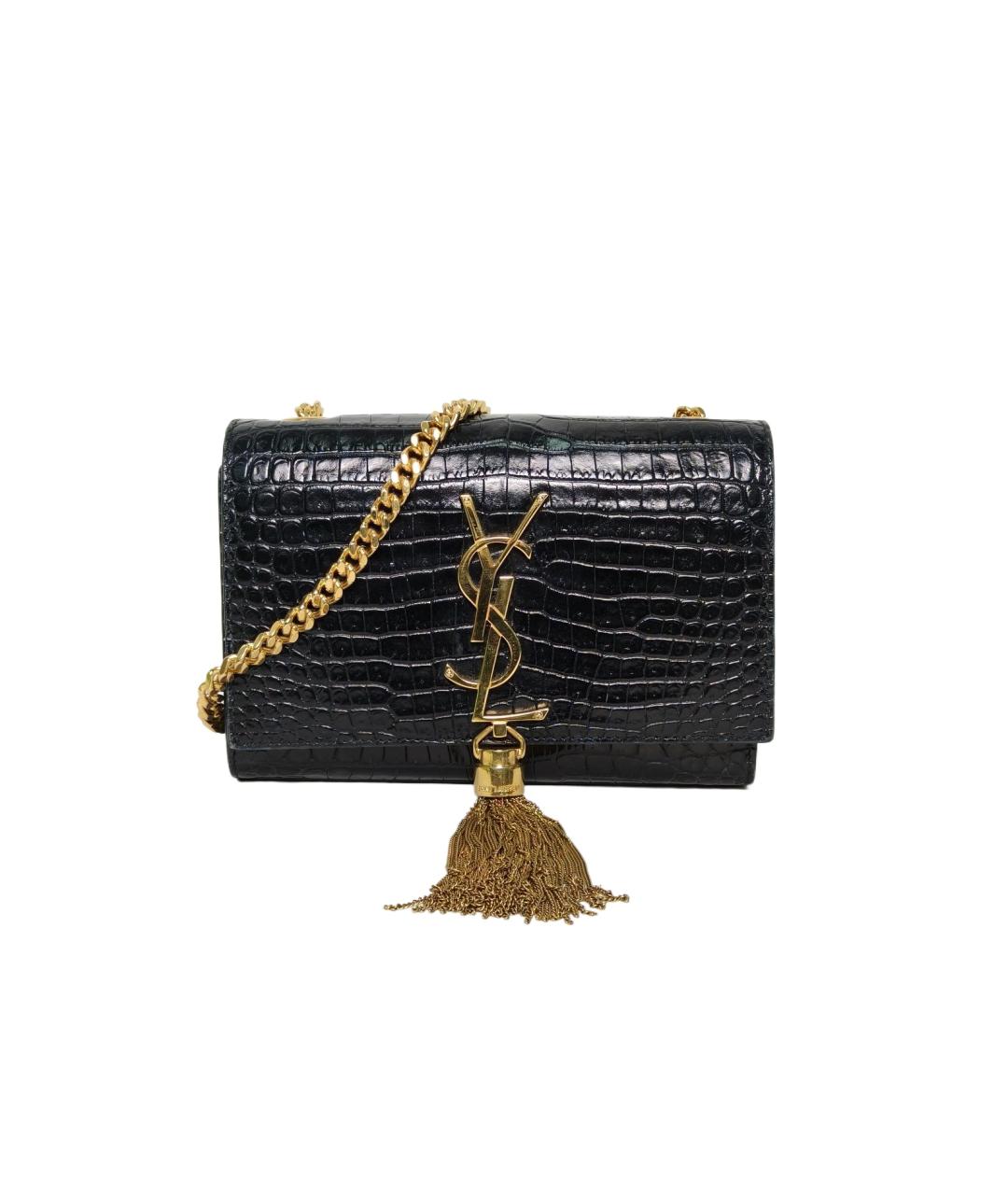 SAINT LAURENT Черная кожаная сумка через плечо, фото 10