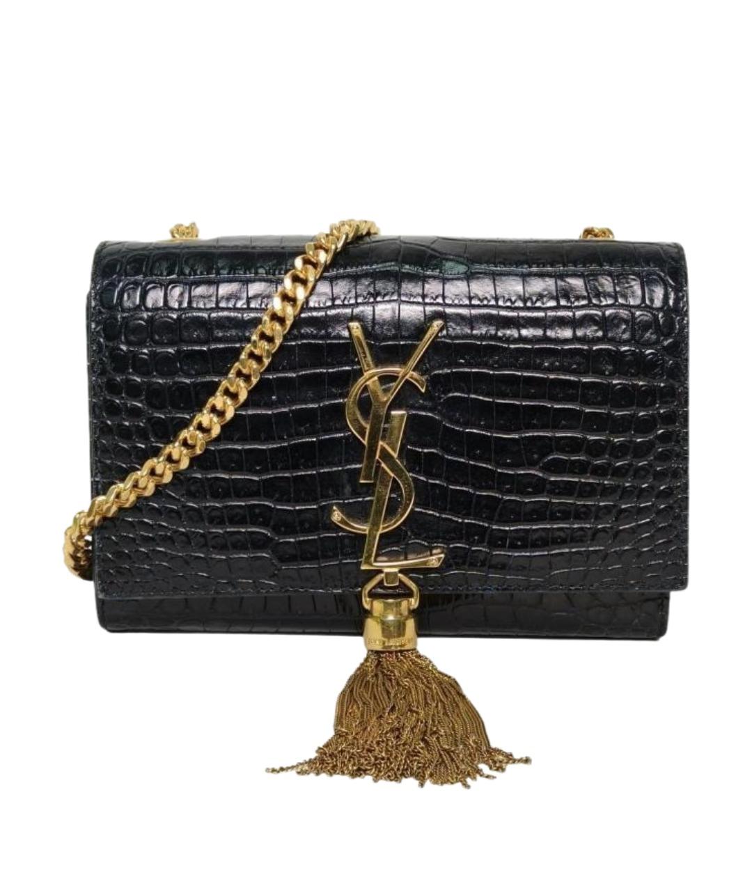 SAINT LAURENT Черная кожаная сумка через плечо, фото 1