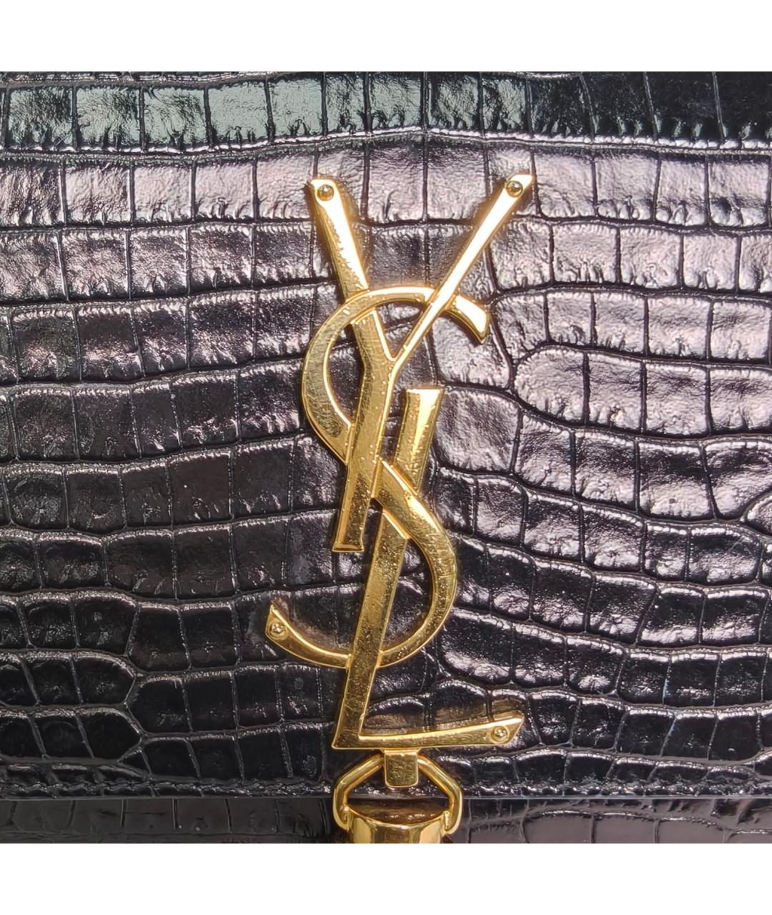 SAINT LAURENT Черная кожаная сумка через плечо, фото 7