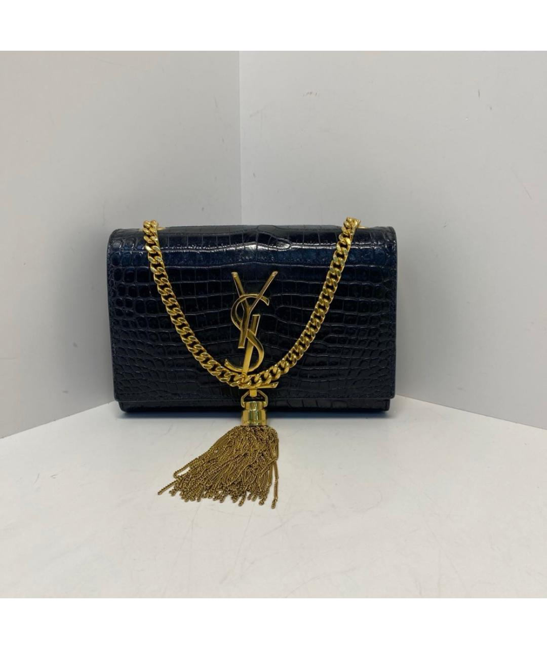 SAINT LAURENT Черная кожаная сумка через плечо, фото 9