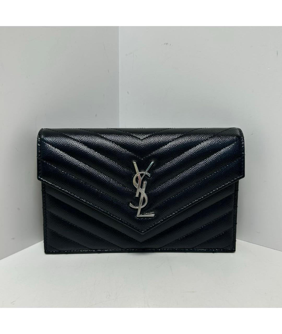 SAINT LAURENT Черная кожаная сумка через плечо, фото 9