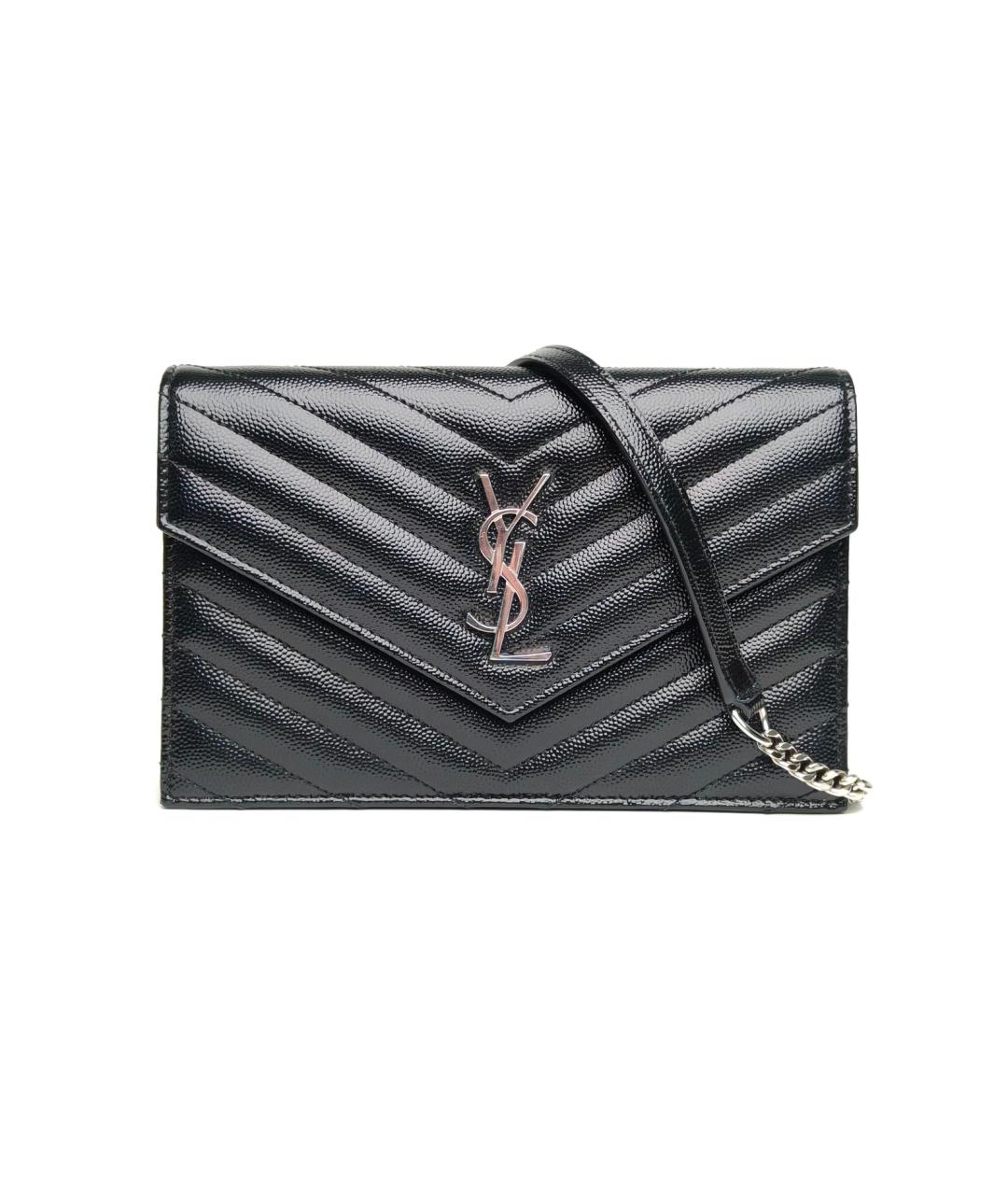 SAINT LAURENT Черная кожаная сумка через плечо, фото 2