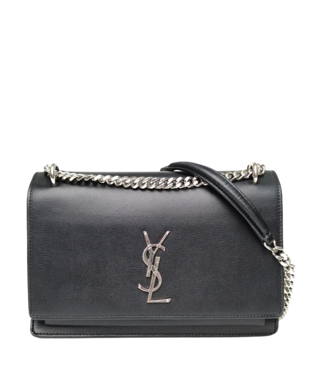 SAINT LAURENT Черная кожаная сумка через плечо, фото 1