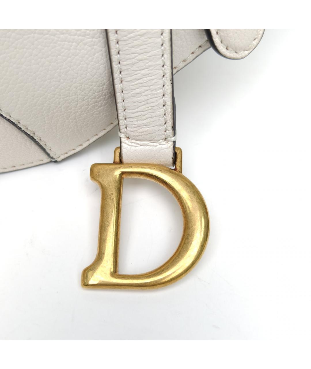 CHRISTIAN DIOR Белая кожаная сумка через плечо, фото 7
