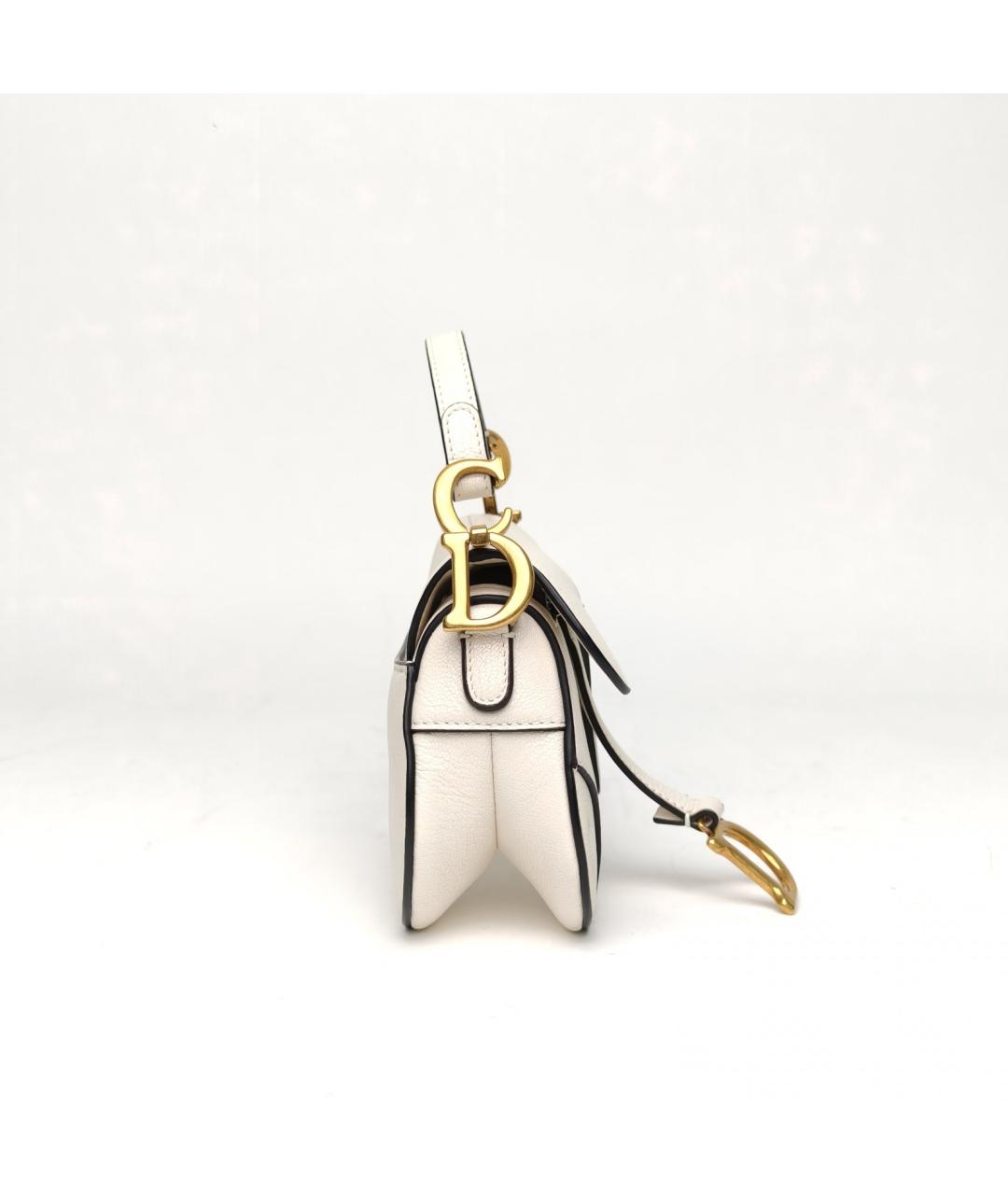 CHRISTIAN DIOR Белая кожаная сумка через плечо, фото 5