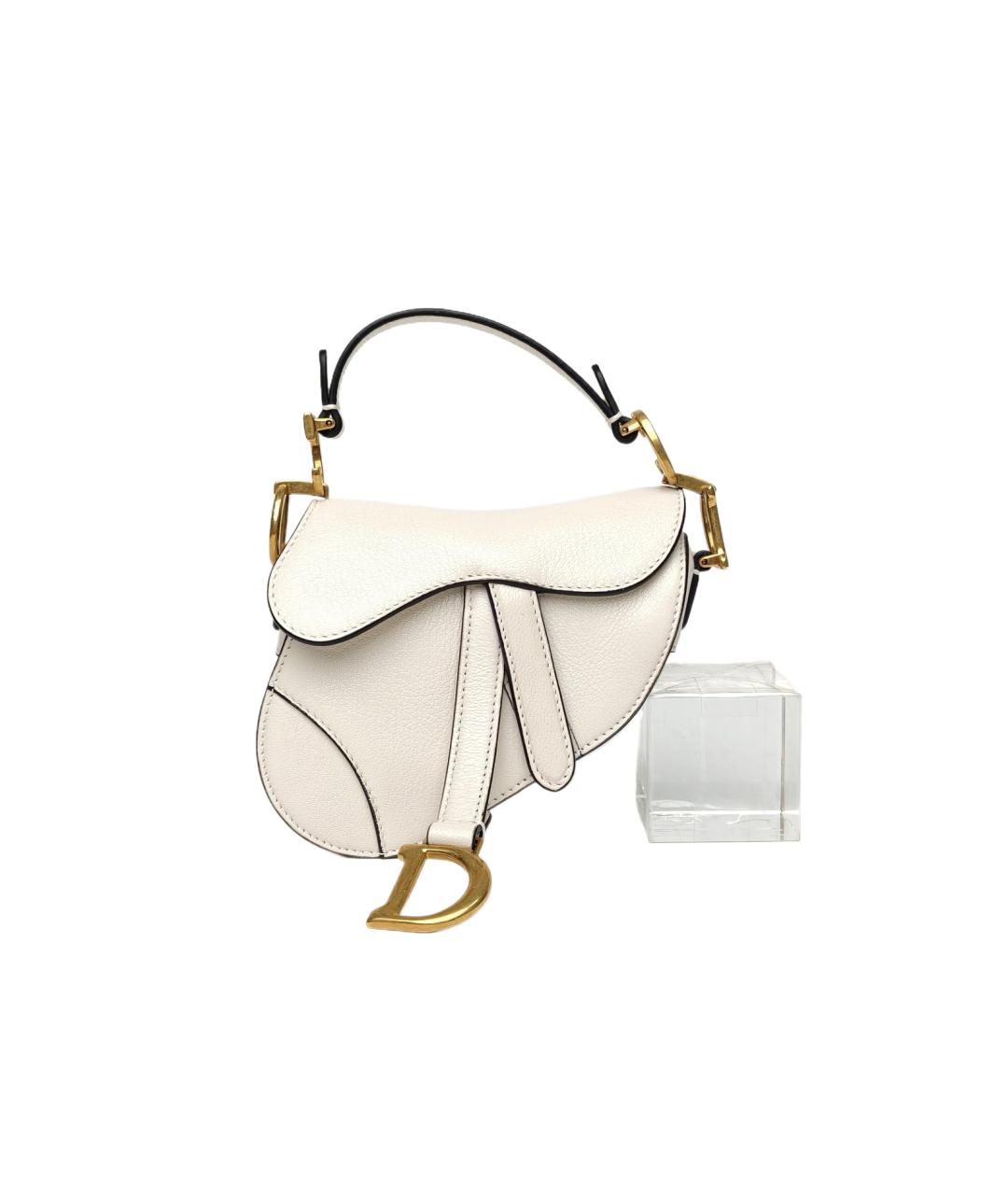 CHRISTIAN DIOR Белая кожаная сумка через плечо, фото 10