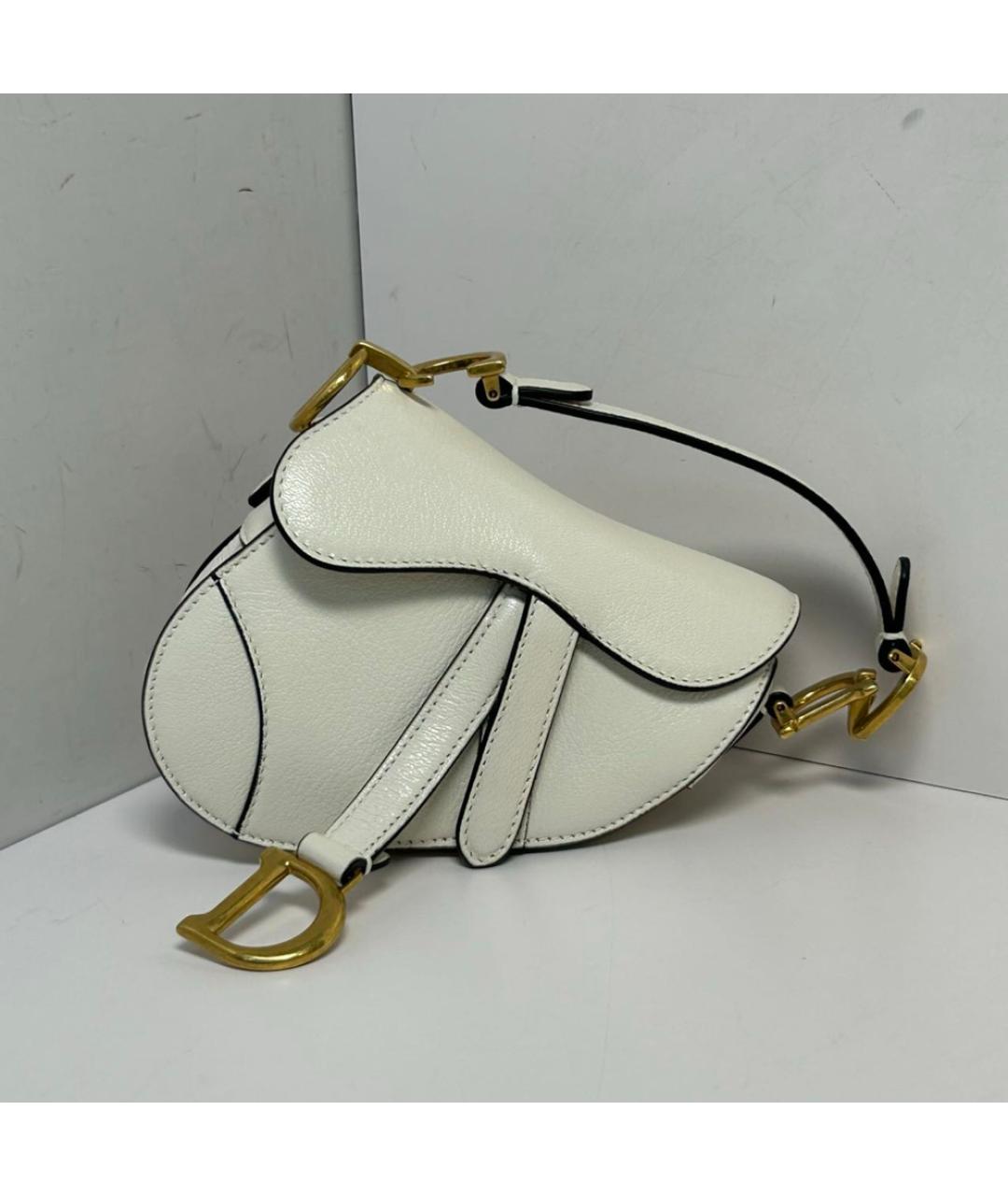 CHRISTIAN DIOR Белая кожаная сумка через плечо, фото 9