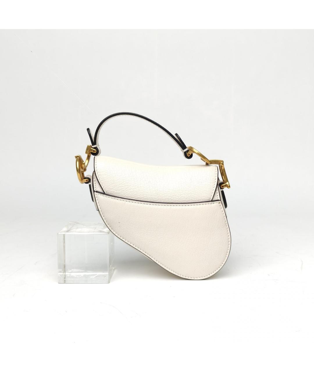 CHRISTIAN DIOR Белая кожаная сумка через плечо, фото 4