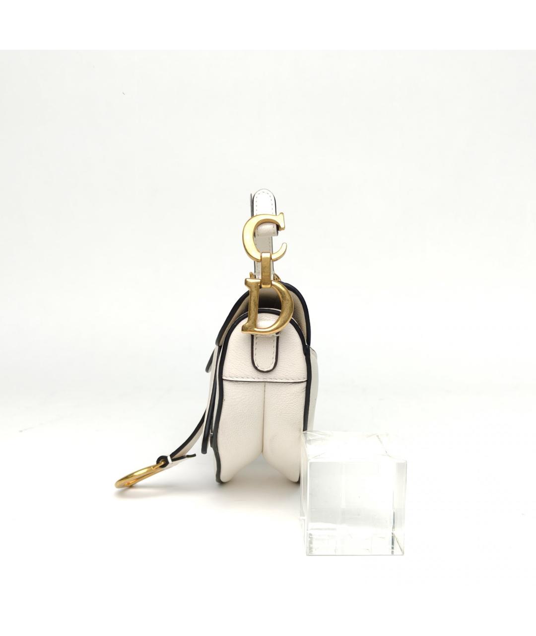 CHRISTIAN DIOR Белая кожаная сумка через плечо, фото 3