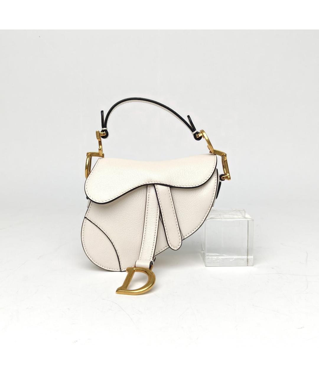 CHRISTIAN DIOR Белая кожаная сумка через плечо, фото 2