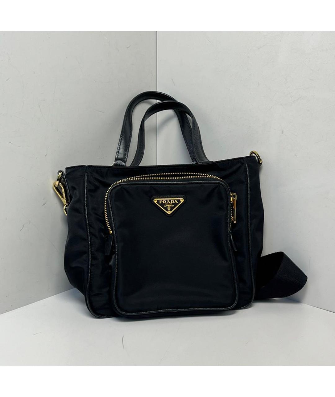 PRADA Черная тканевая сумка тоут, фото 9