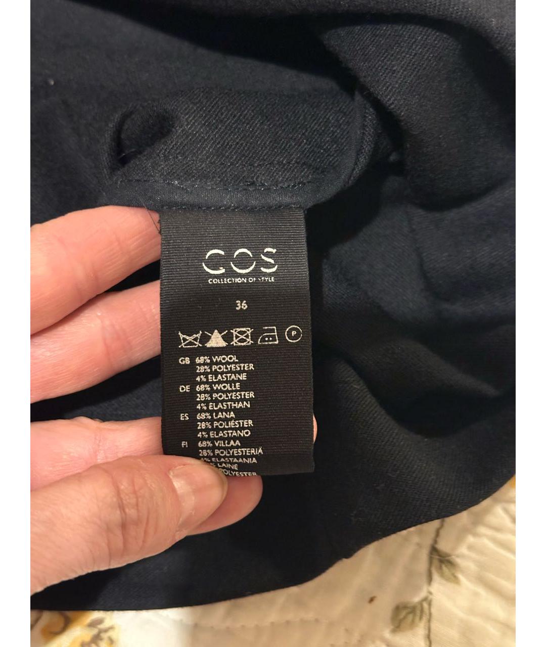 COS Темно-синее шерстяное повседневное платье, фото 4