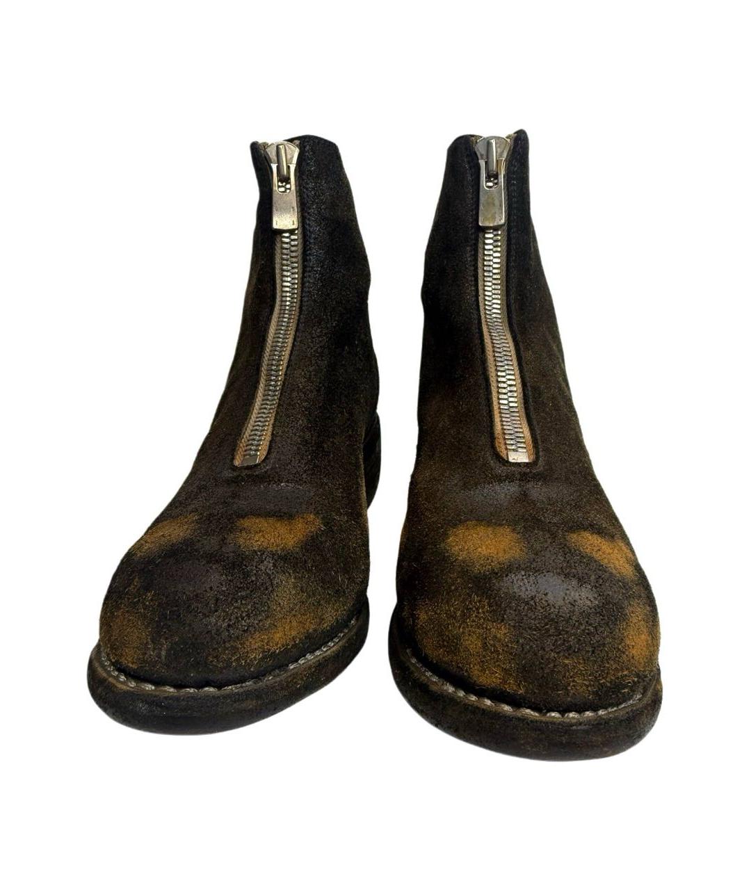 GUIDI Коричневые кожаные ботильоны, фото 4