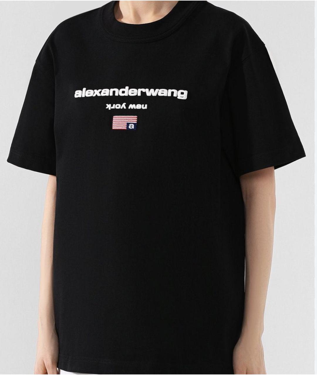 ALEXANDER WANG Черная хлопковая футболка, фото 2