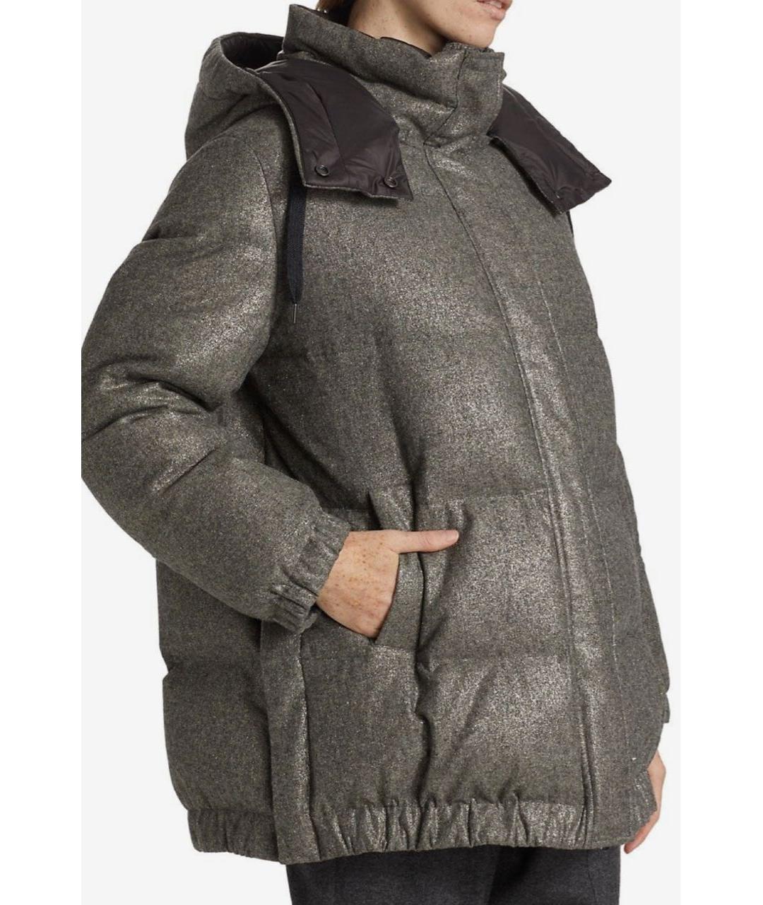 BRUNELLO CUCINELLI Серый шерстяной пуховик, фото 2