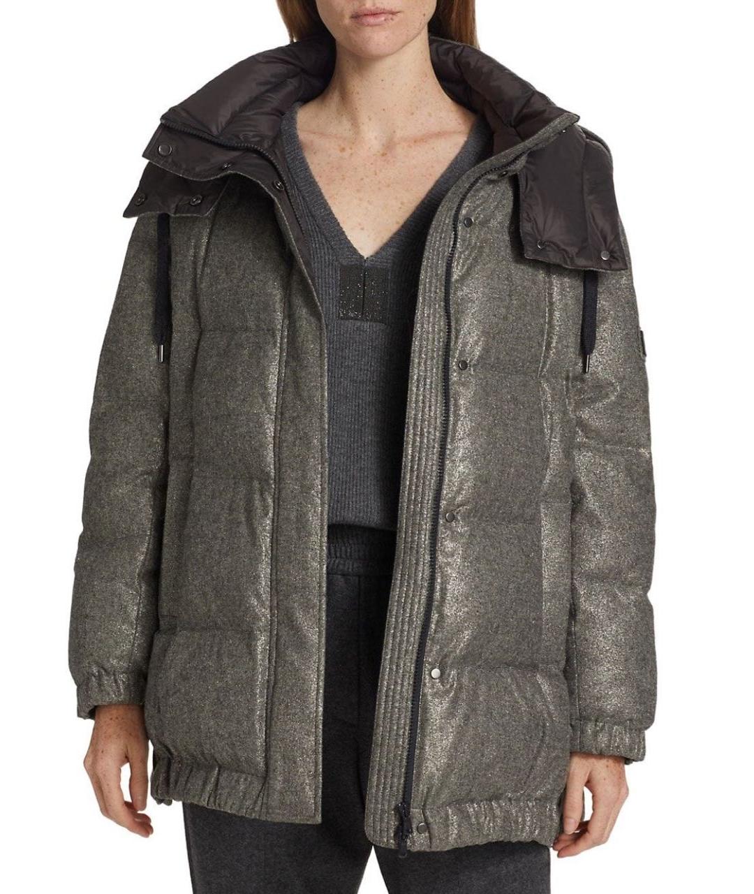 BRUNELLO CUCINELLI Серый шерстяной пуховик, фото 3