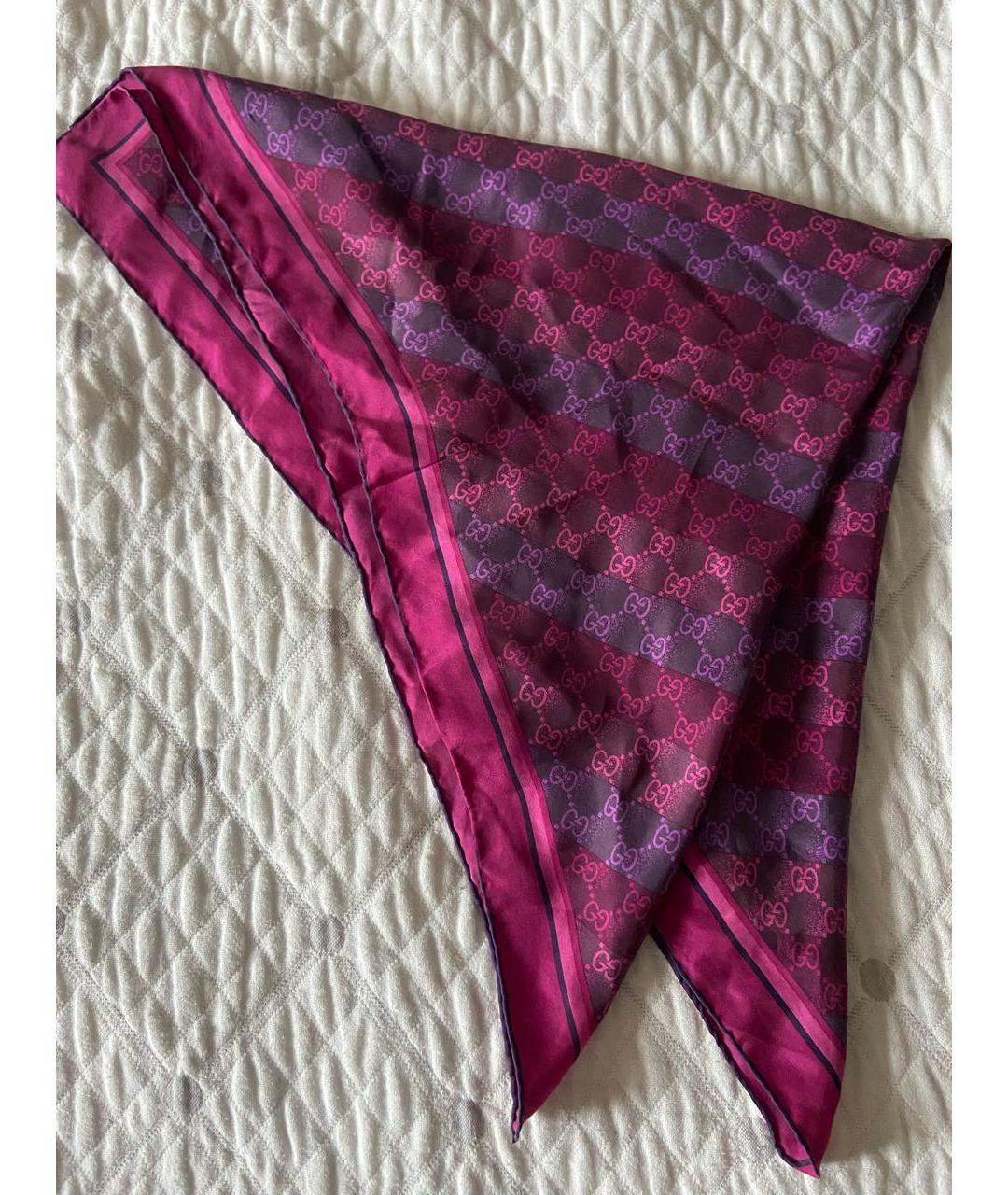 GUCCI Фуксия шелковый платок, фото 5