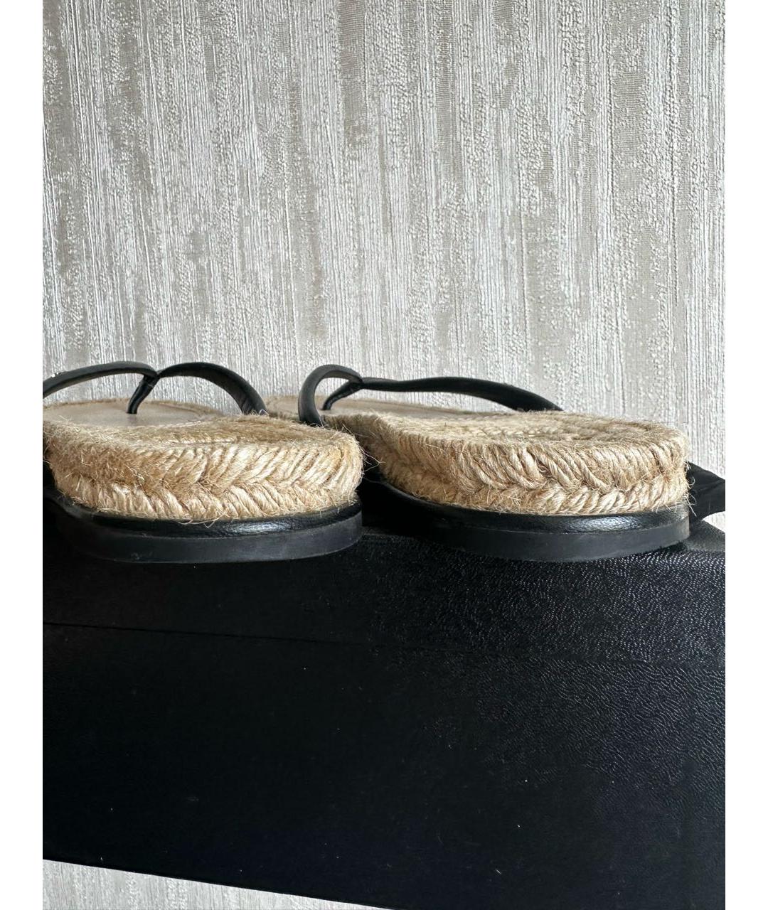 CHANEL Черные кожаные шлепанцы, фото 3