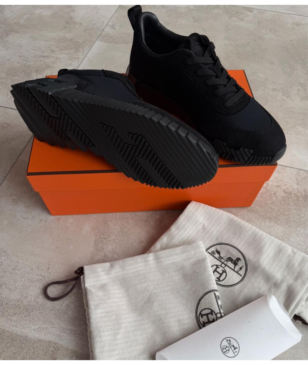 HERMES Черные низкие кроссовки / кеды, фото 3