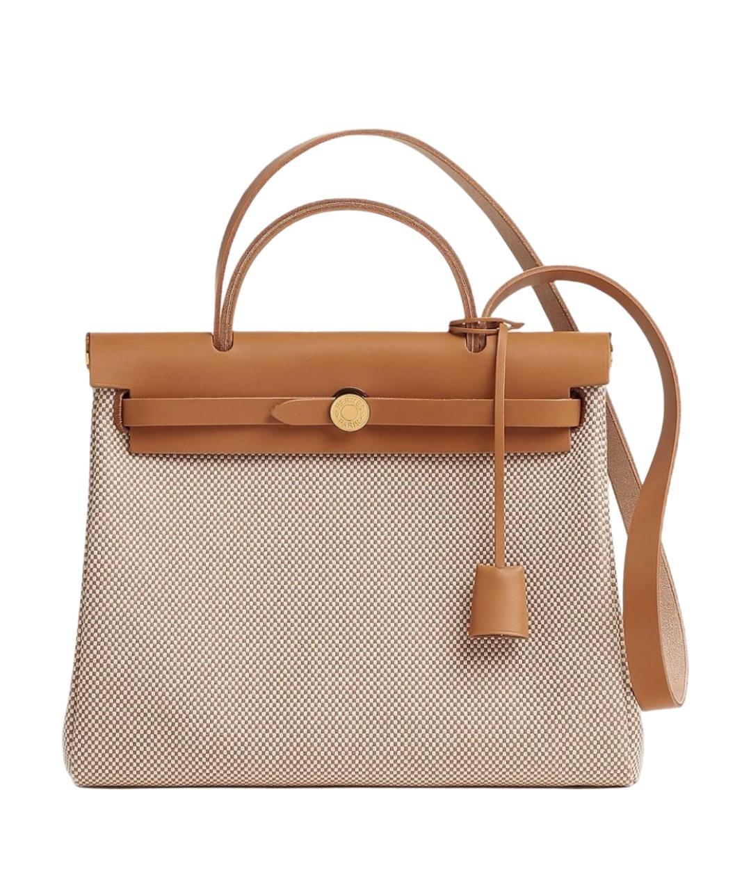 HERMES Бежевая кожаная сумка с короткими ручками, фото 1