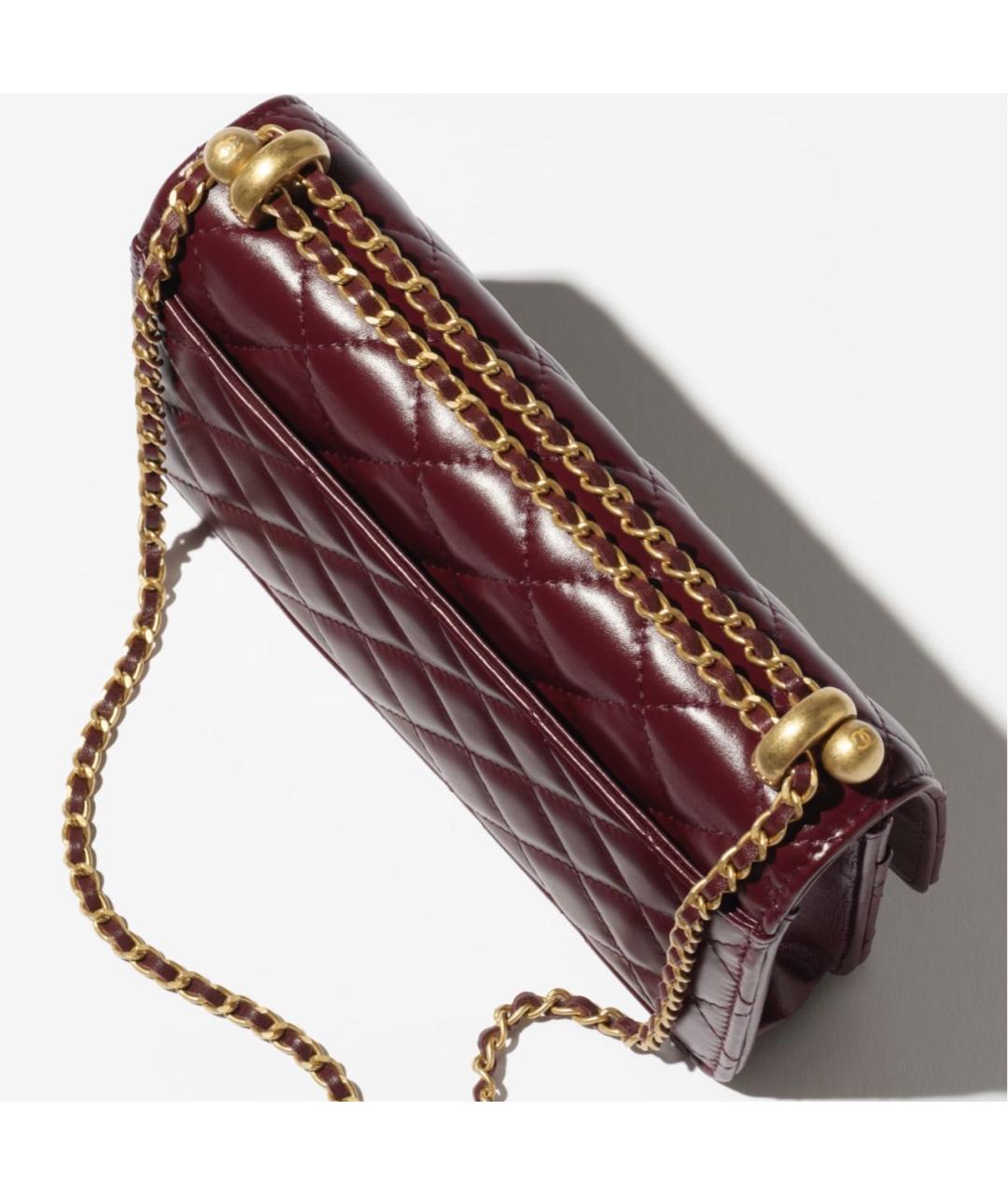 CHANEL Бордовая кожаная сумка через плечо, фото 2