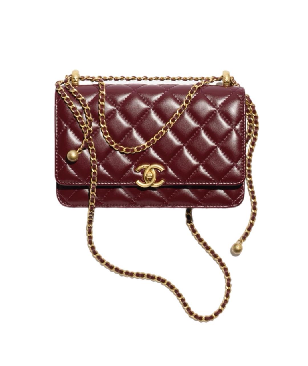 CHANEL Бордовая кожаная сумка через плечо, фото 4