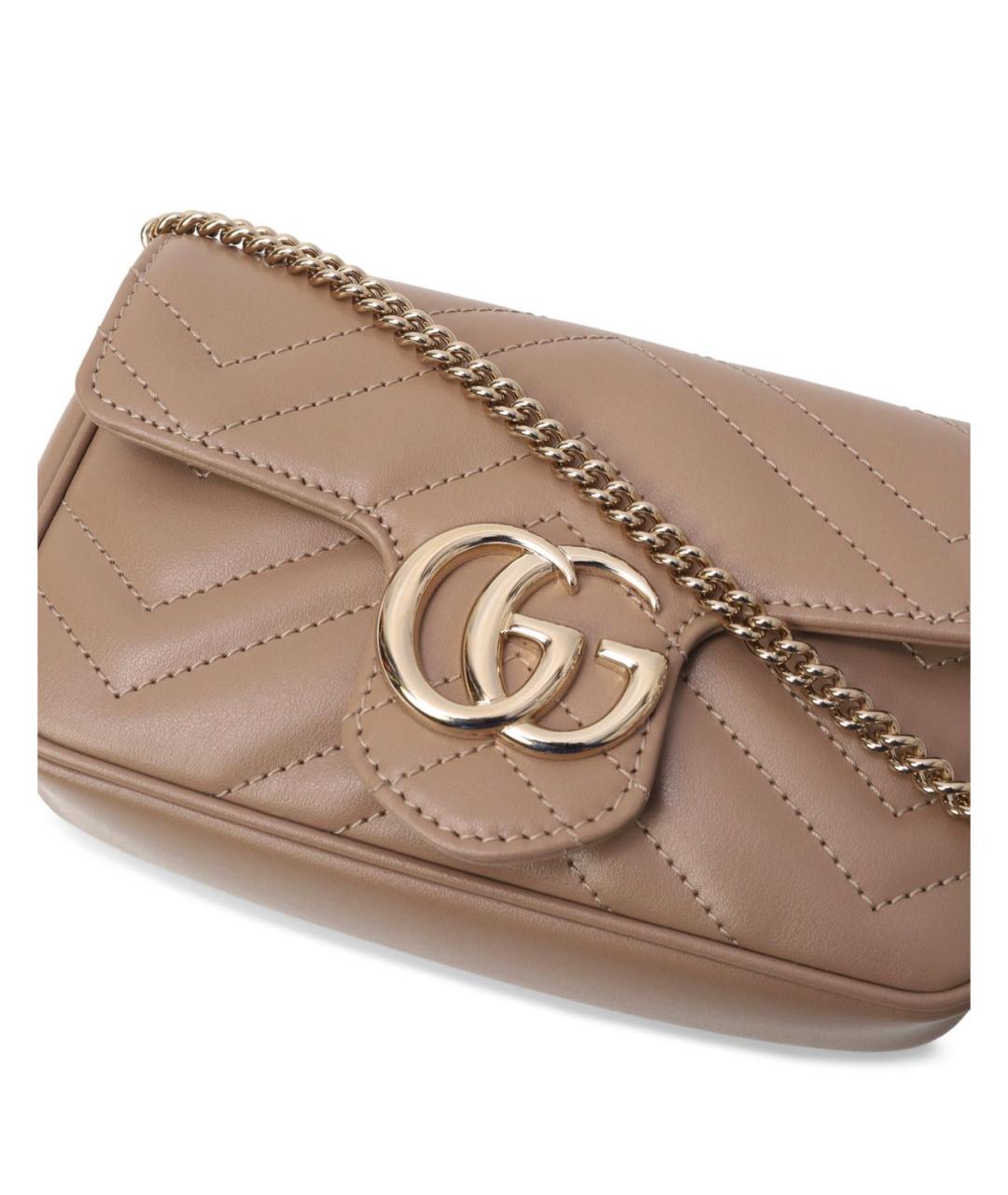 GUCCI Бежевая кожаная сумка через плечо, фото 4