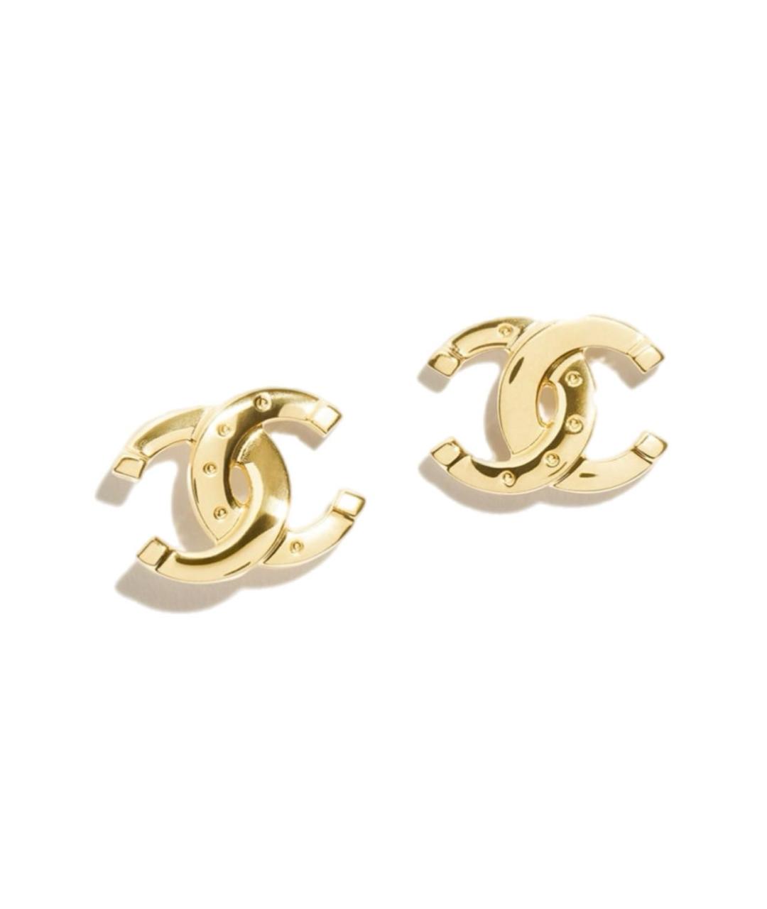 CHANEL Золотые металлические серьги, фото 3