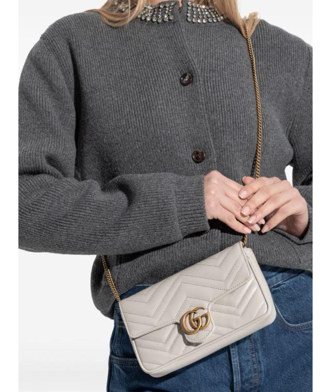 GUCCI Серая кожаная сумка через плечо, фото 3