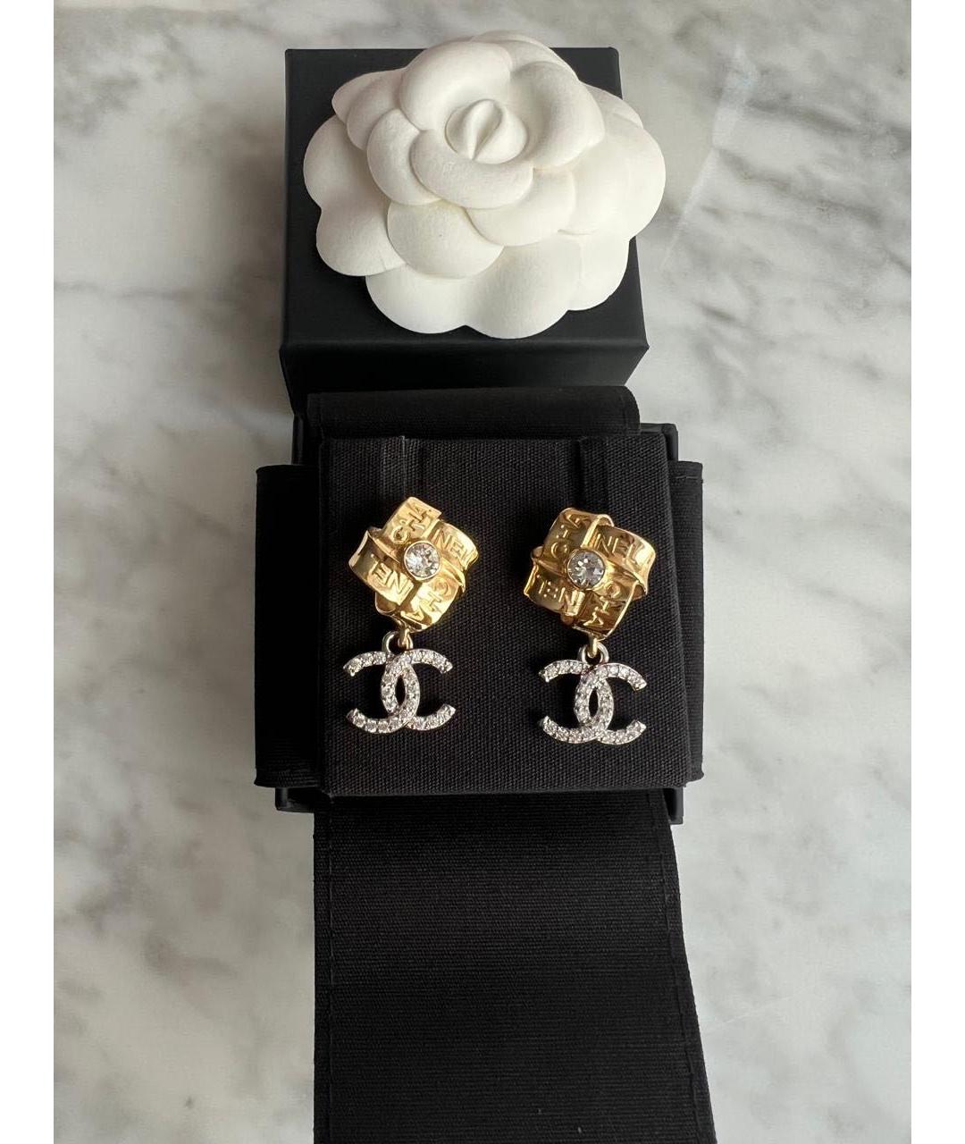 CHANEL Золотые металлические серьги, фото 3