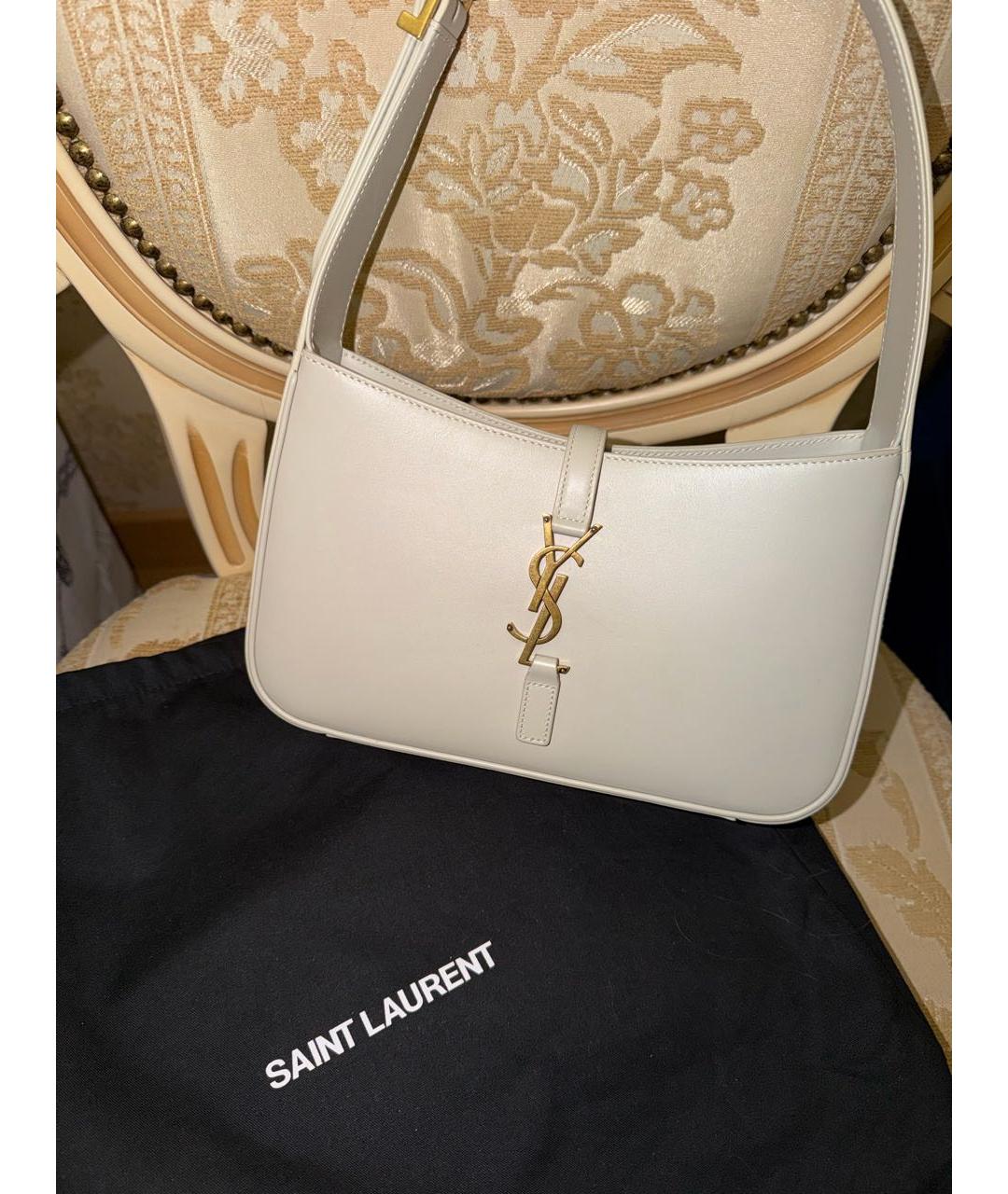 SAINT LAURENT Белая кожаная сумка через плечо, фото 2