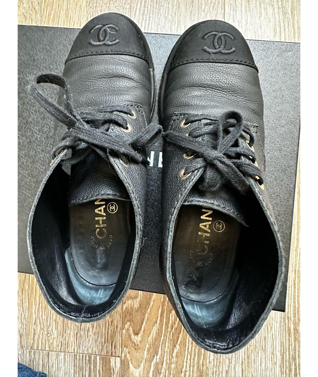 CHANEL Черные кожаные брогги и оксфорды, фото 3