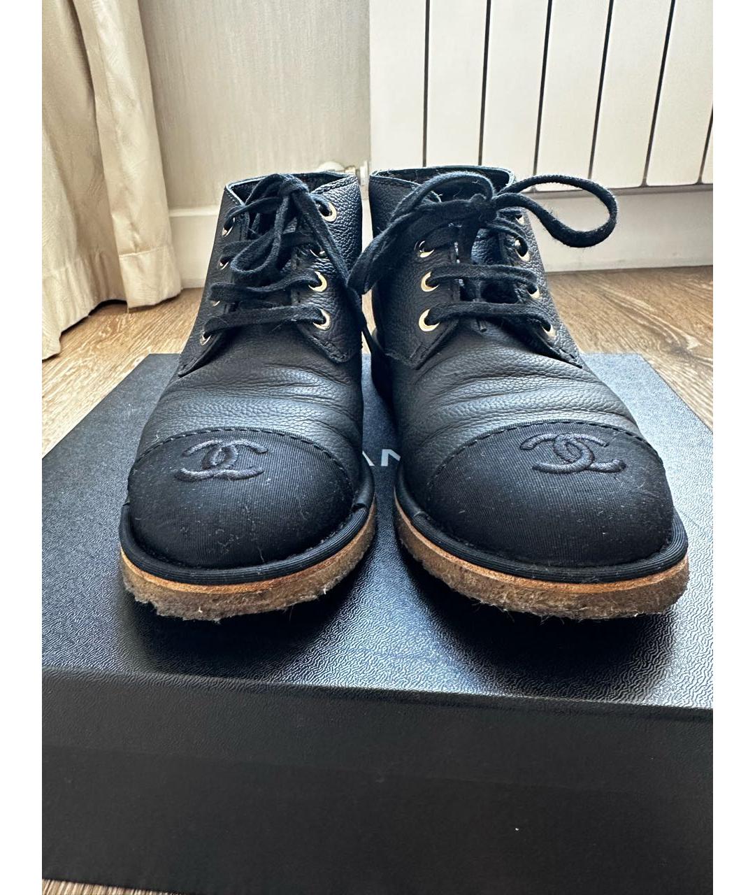 CHANEL Черные кожаные брогги и оксфорды, фото 5