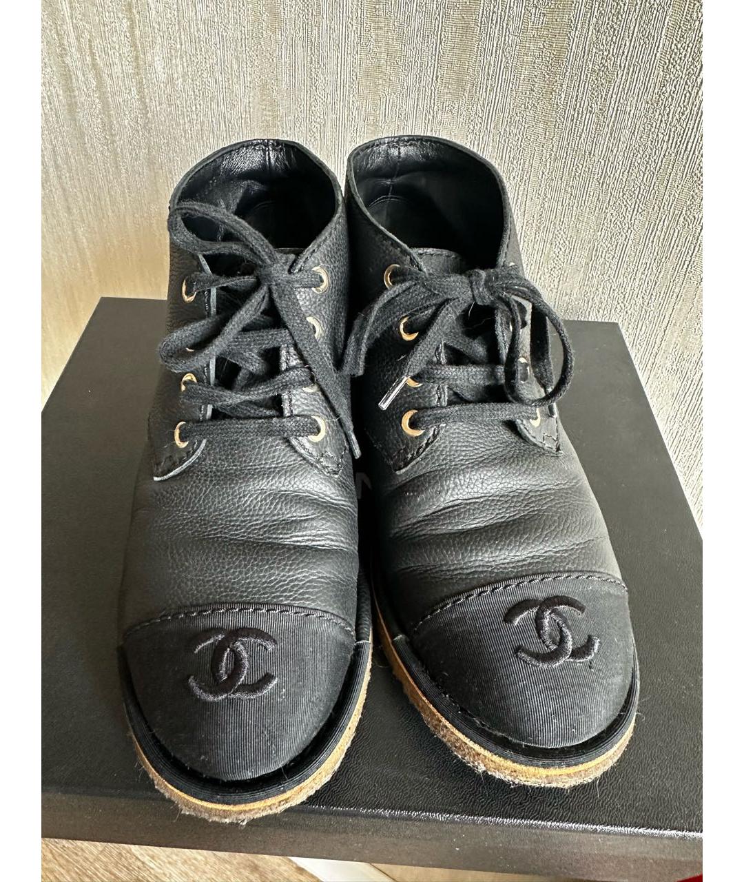 CHANEL Черные кожаные брогги и оксфорды, фото 2